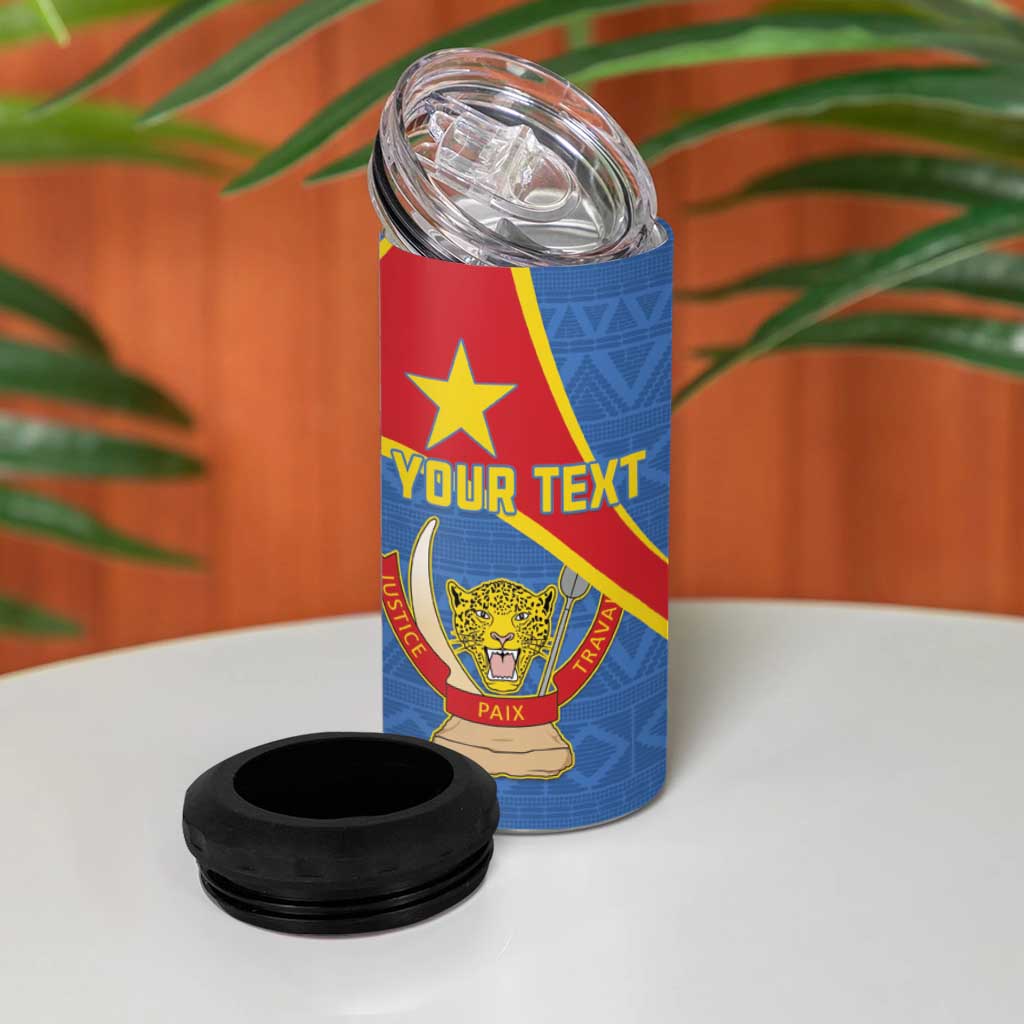 Personalised DR Congo 4 in 1 Can Cooler Tumbler Coat Of Arms With Map