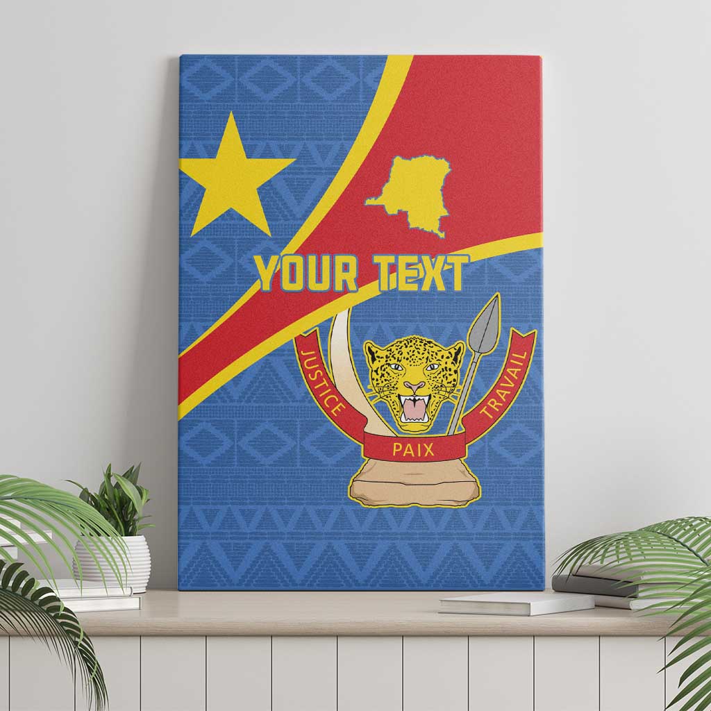 Personalised DR Congo Canvas Wall Art Coat Of Arms With Map