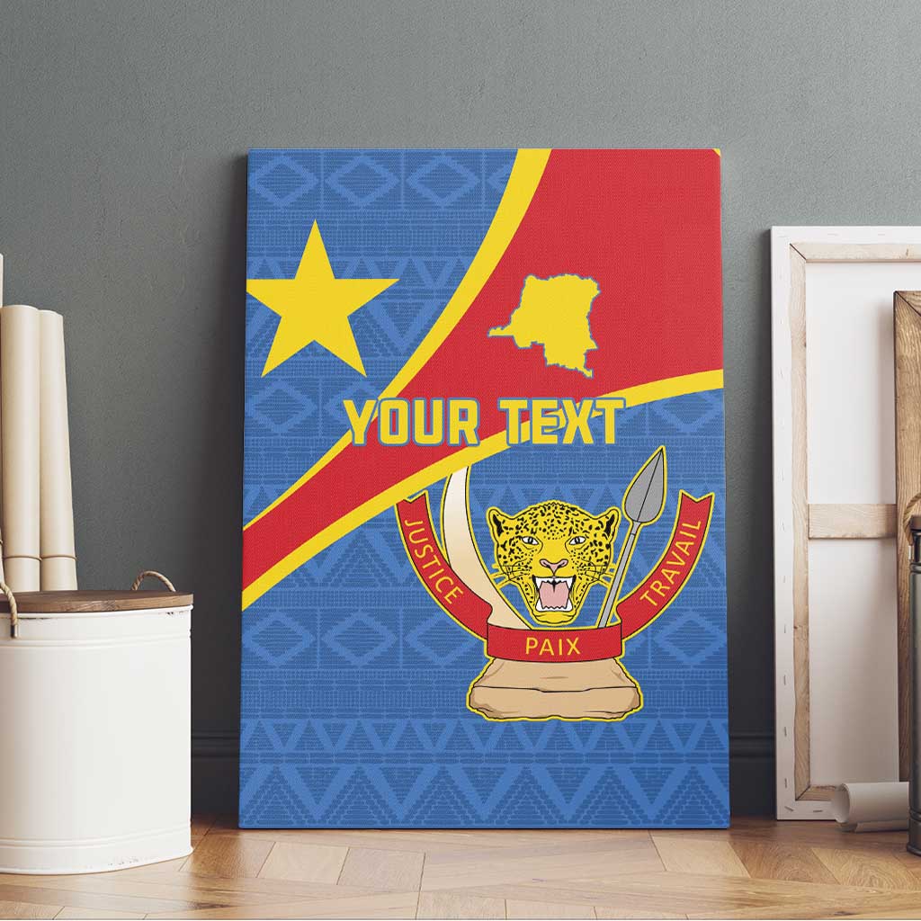 Personalised DR Congo Canvas Wall Art Coat Of Arms With Map