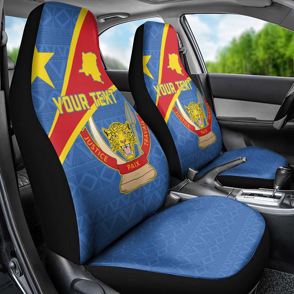 Personalised DR Congo Car Seat Cover Coat Of Arms With Map