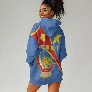 Personalised DR Congo Hoodie Dress Coat Of Arms With Map