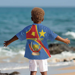 Personalised DR Congo Kid Hawaiian Shirt Coat Of Arms With Map