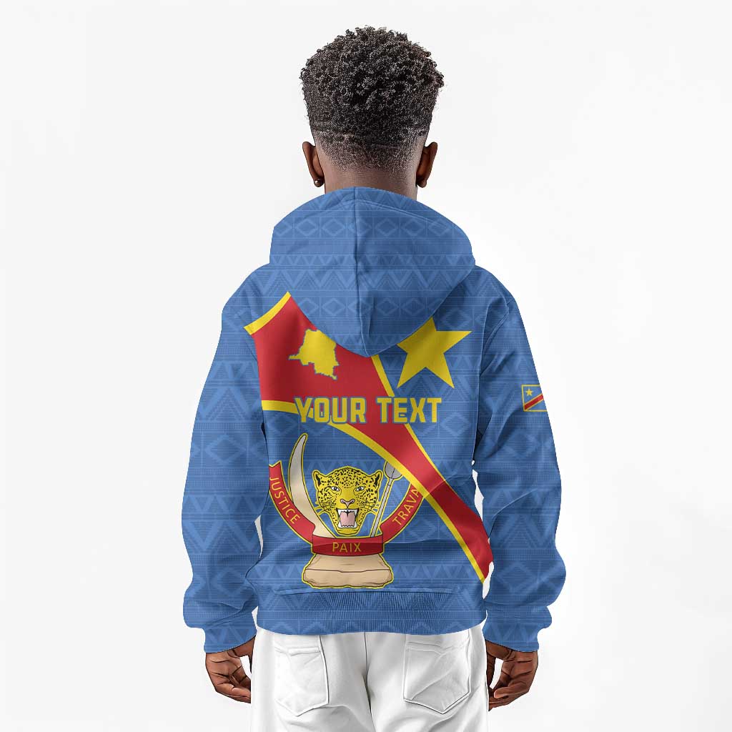 Personalised DR Congo Kid Hoodie Coat Of Arms With Map