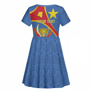 Personalised DR Congo Kid Short Sleeve Dress Coat Of Arms With Map