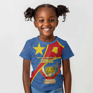 Personalised DR Congo Kid T shirt Coat Of Arms With Map