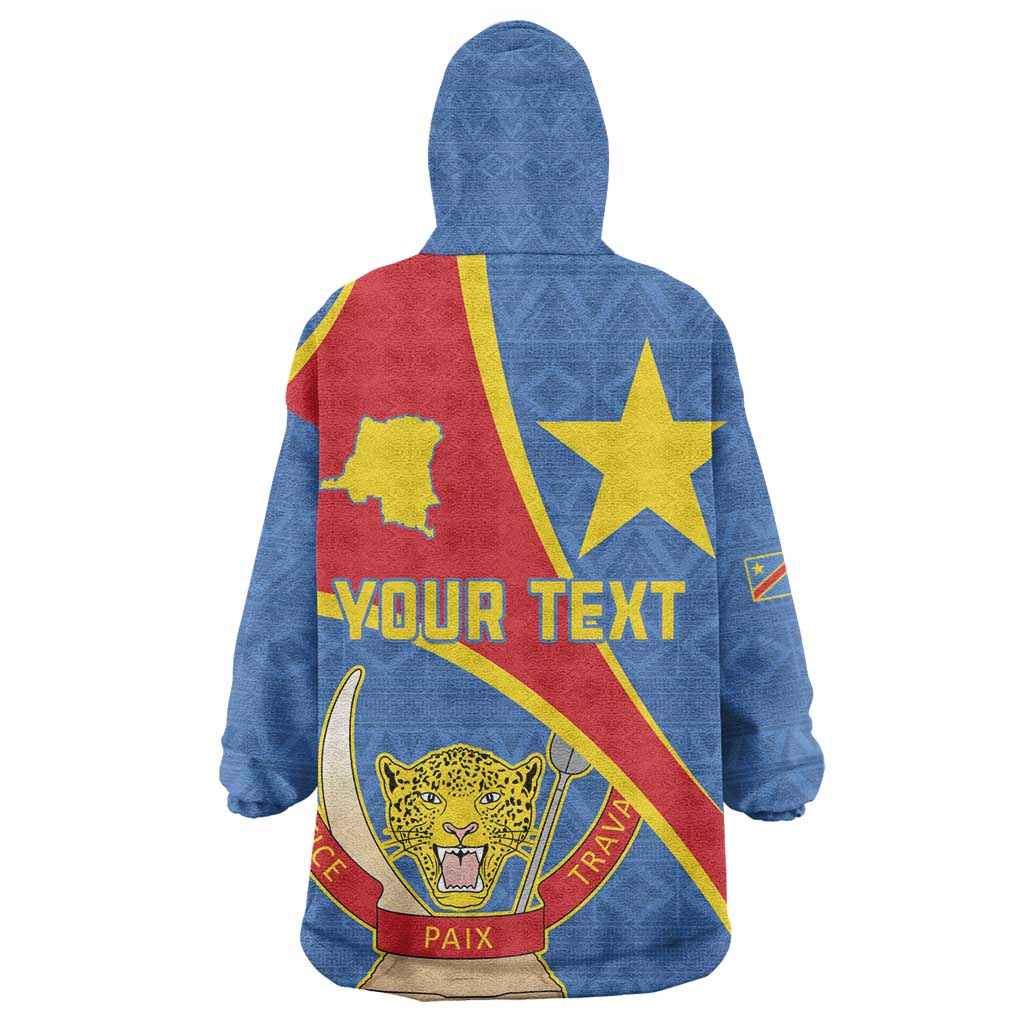 Personalised DR Congo Kid Wearable Blanket Hoodie Coat Of Arms With Map