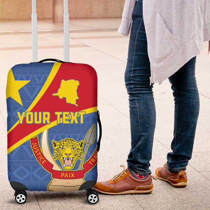 Personalised DR Congo Luggage Cover Coat Of Arms With Map