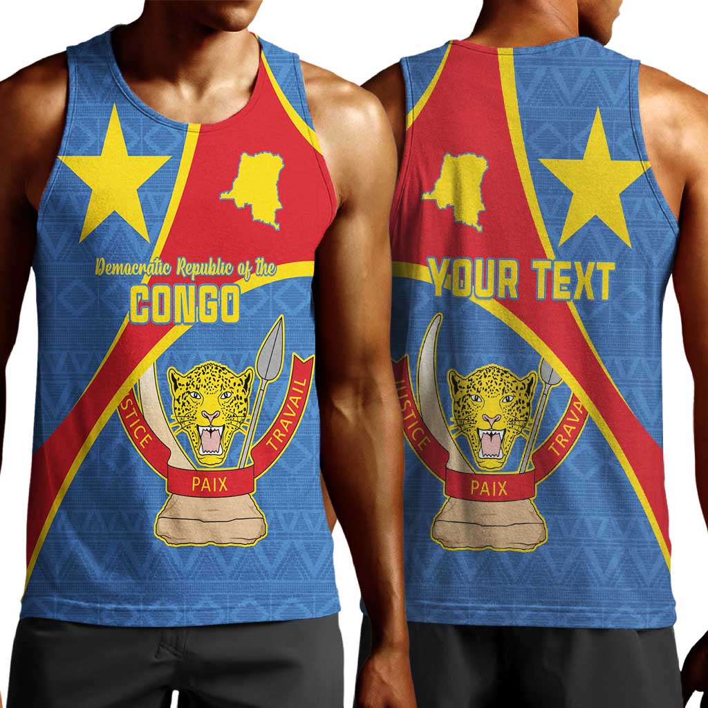 Personalised DR Congo Men Tank Top Coat Of Arms With Map