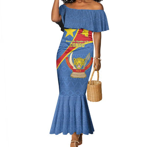 Personalised DR Congo Mermaid Dress Coat Of Arms With Map