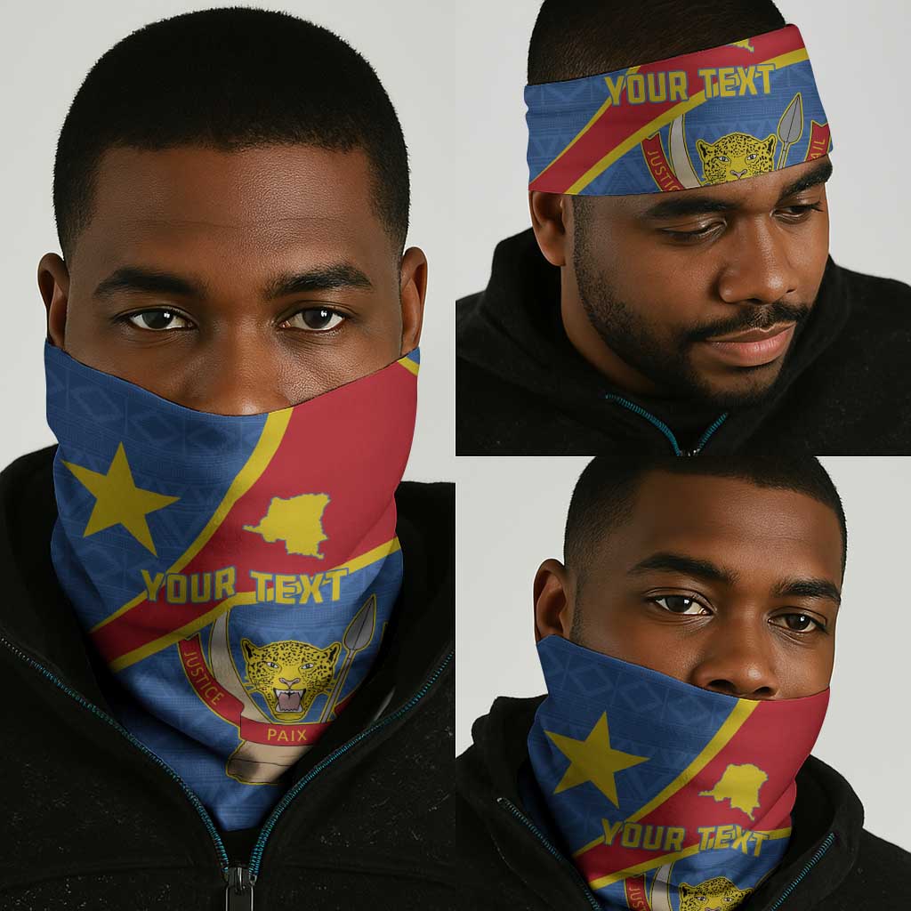 Personalised DR Congo Neck Gaiter Coat Of Arms Map LT15