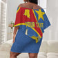 Personalised DR Congo Off Shoulder Short Dress Coat Of Arms With Map