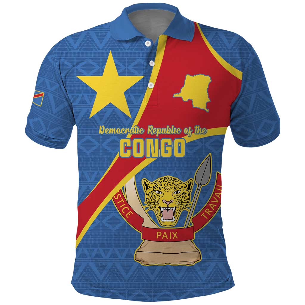 Personalised DR Congo Polo Shirt Coat Of Arms With Map