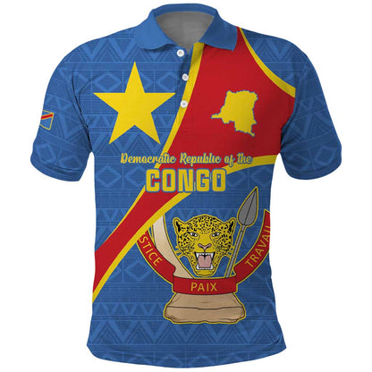 Personalised DR Congo Polo Shirt Coat Of Arms With Map