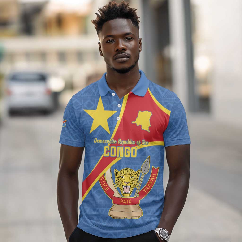 Personalised DR Congo Polo Shirt Coat Of Arms With Map