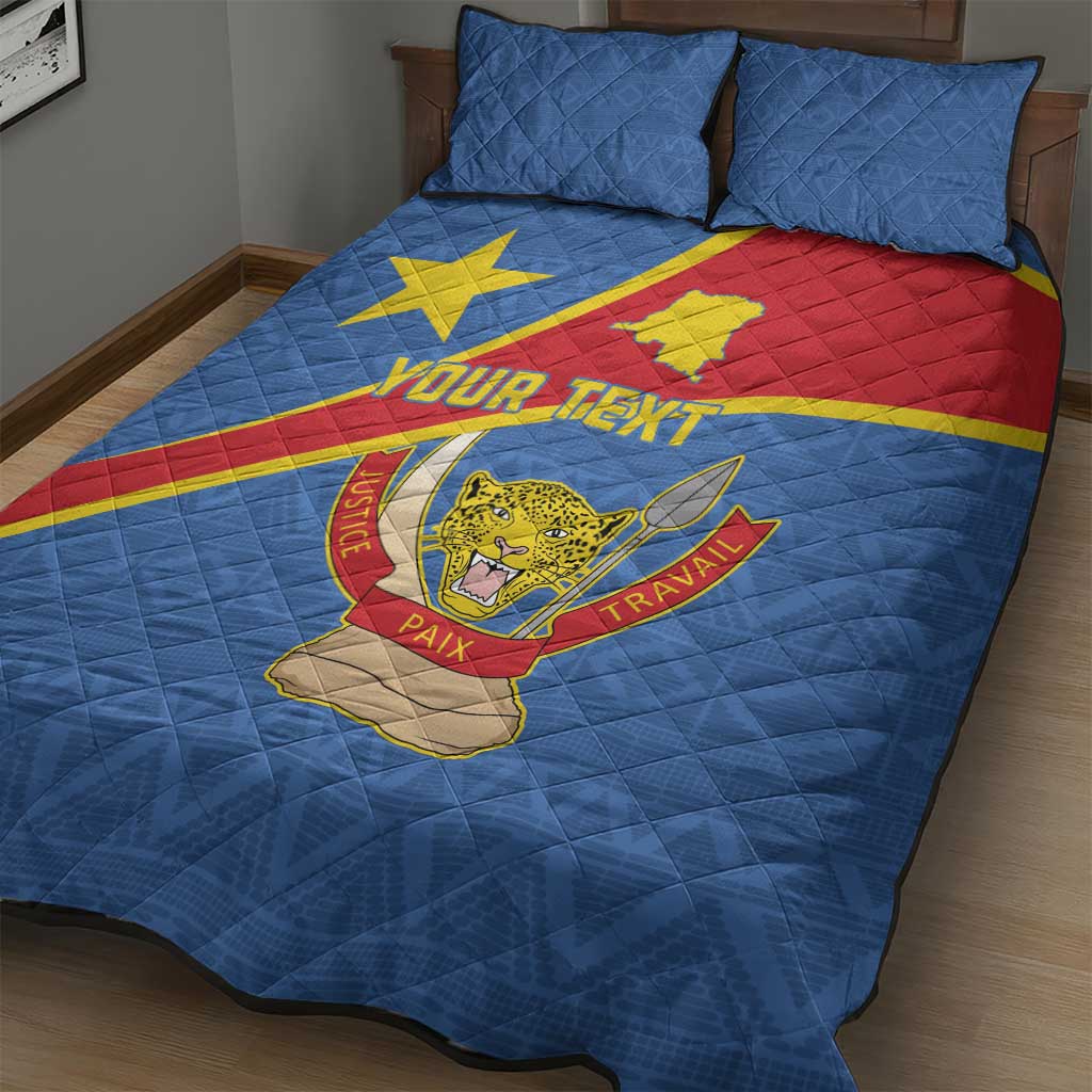 Personalised DR Congo Quilt Bed Set Coat Of Arms With Map