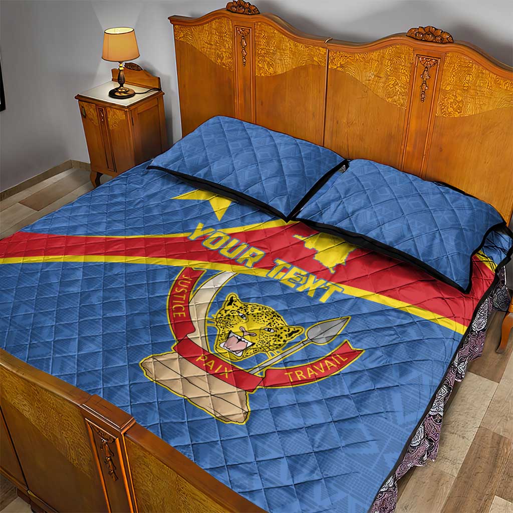 Personalised DR Congo Quilt Bed Set Coat Of Arms With Map