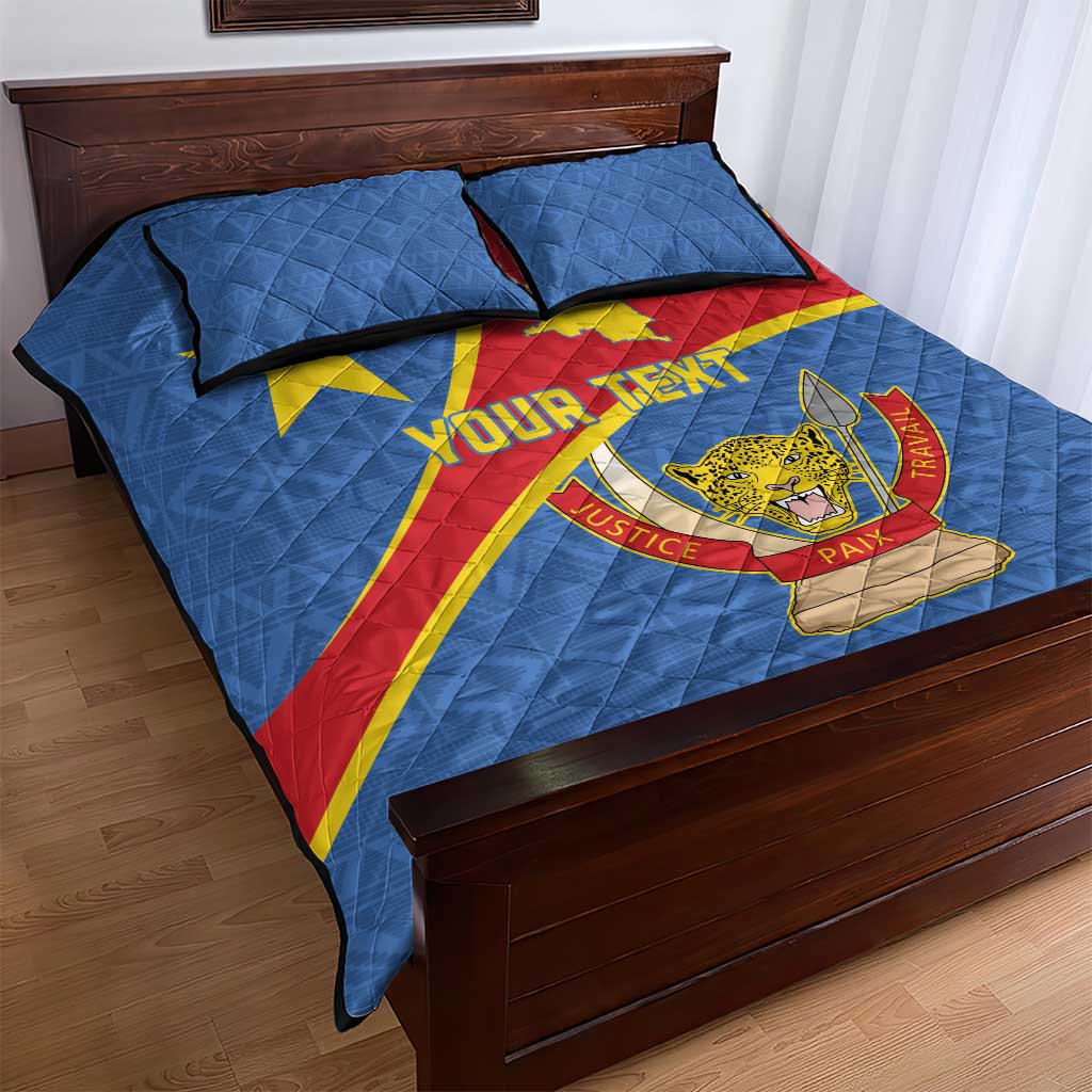 Personalised DR Congo Quilt Bed Set Coat Of Arms With Map