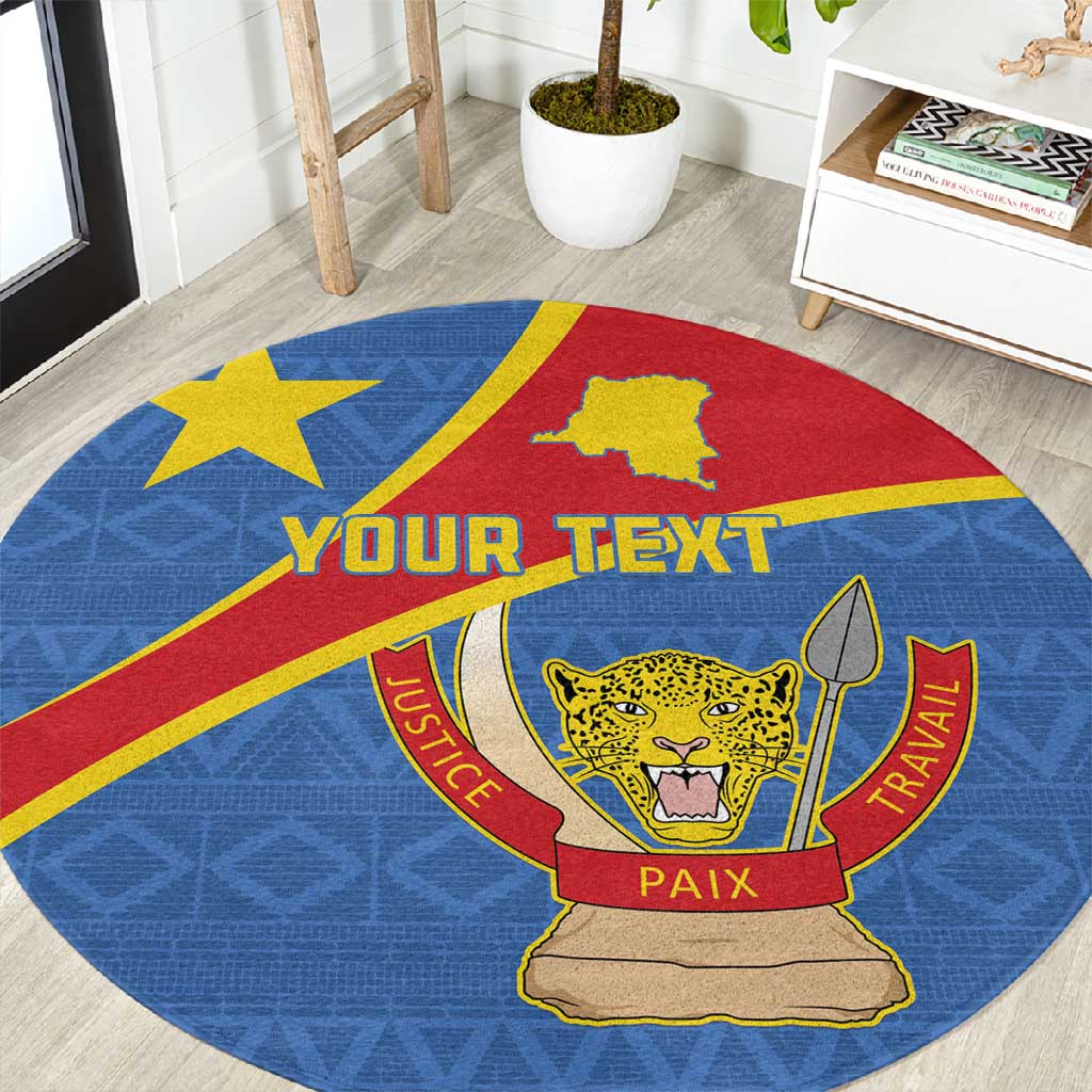 Personalised DR Congo Round Carpet Coat Of Arms With Map