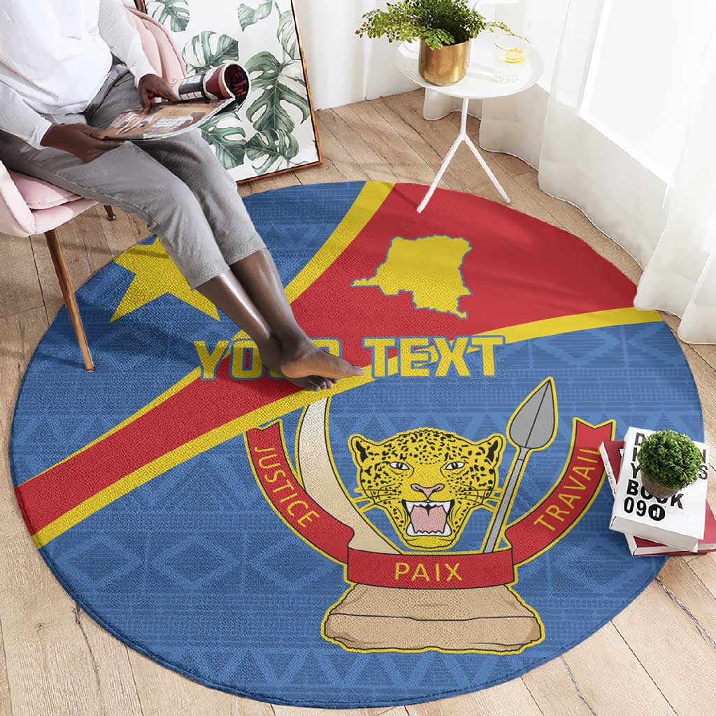 Personalised DR Congo Round Carpet Coat Of Arms With Map