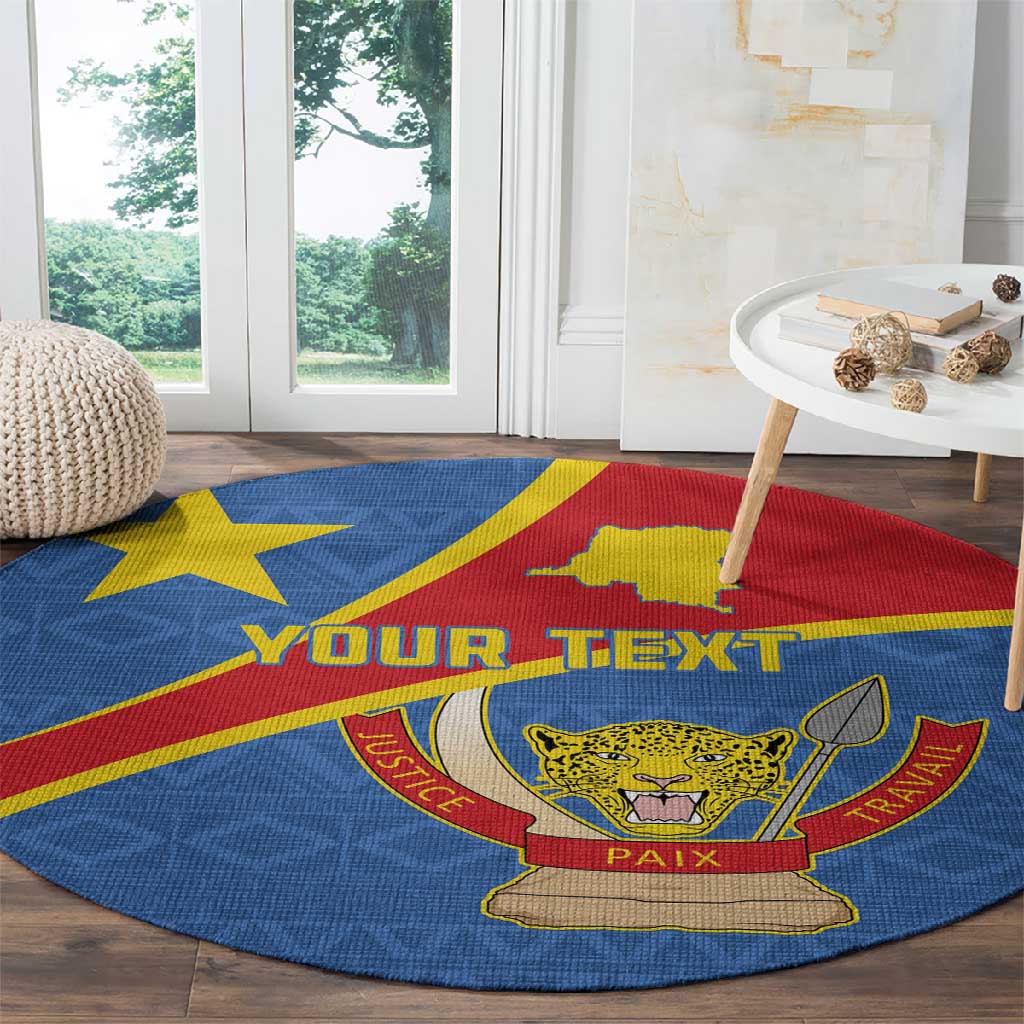 Personalised DR Congo Round Carpet Coat Of Arms With Map