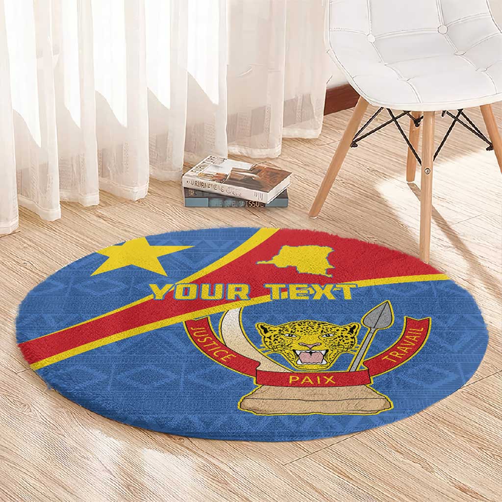 Personalised DR Congo Round Carpet Coat Of Arms With Map