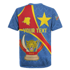 Personalised DR Congo Rugby Jersey Coat Of Arms With Map