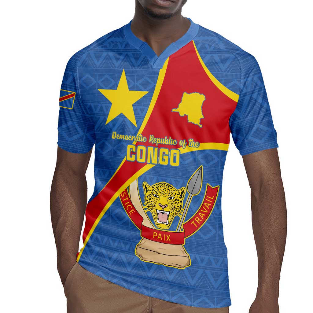 Personalised DR Congo Rugby Jersey Coat Of Arms With Map