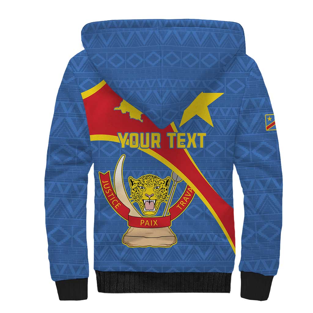 Personalised DR Congo Sherpa Hoodie Coat Of Arms With Map