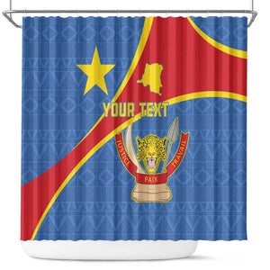 Personalised DR Congo Shower Curtain Coat Of Arms With Map