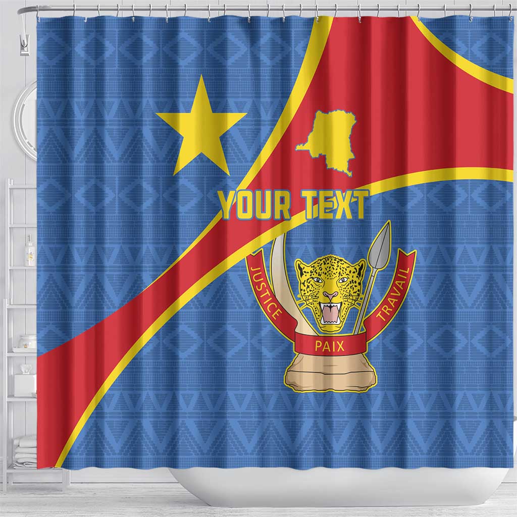 Personalised DR Congo Shower Curtain Coat Of Arms With Map