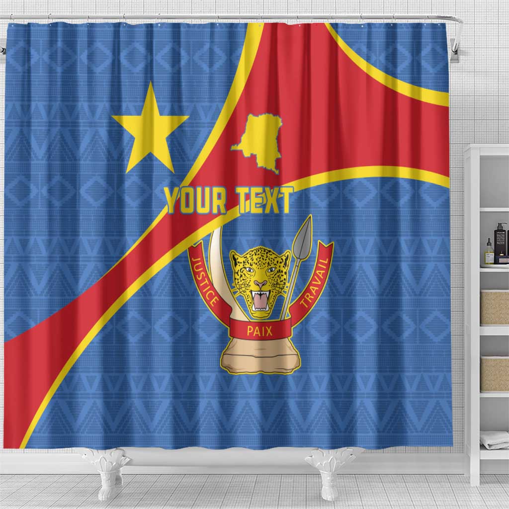Personalised DR Congo Shower Curtain Coat Of Arms With Map