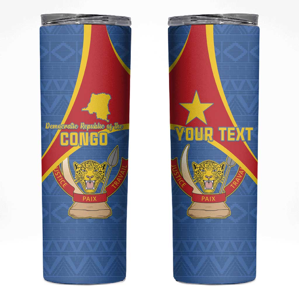 Personalised DR Congo Skinny Tumbler Coat Of Arms With Map