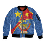 Personalised DR Congo Sleeve Zip Bomber Jacket Coat Of Arms With Map