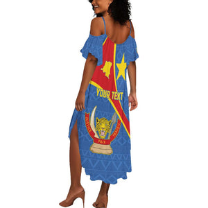 Personalised DR Congo Summer Maxi Dress Coat Of Arms With Map