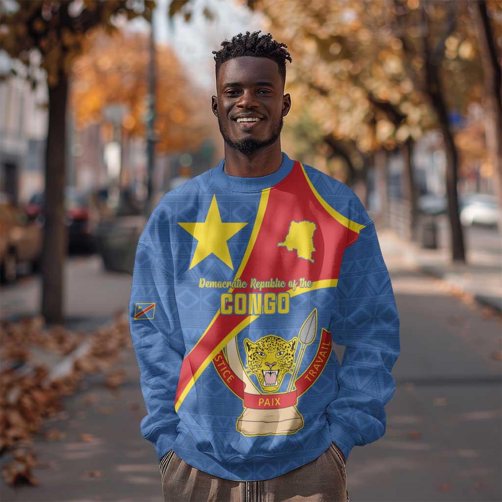 Personalised DR Congo Sweatshirt Coat Of Arms With Map