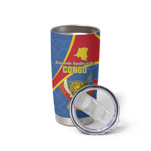 Personalised DR Congo Tumbler Cup Coat Of Arms With Map