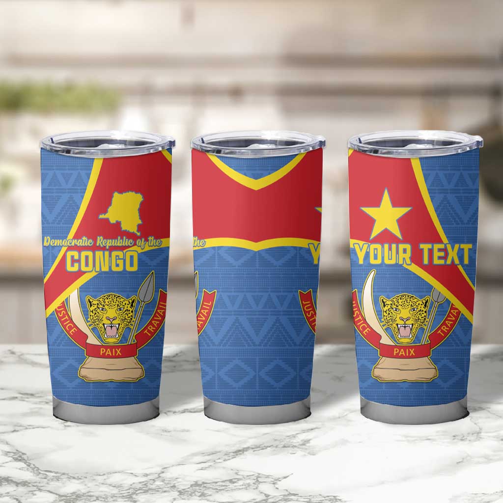Personalised DR Congo Tumbler Cup Coat Of Arms With Map