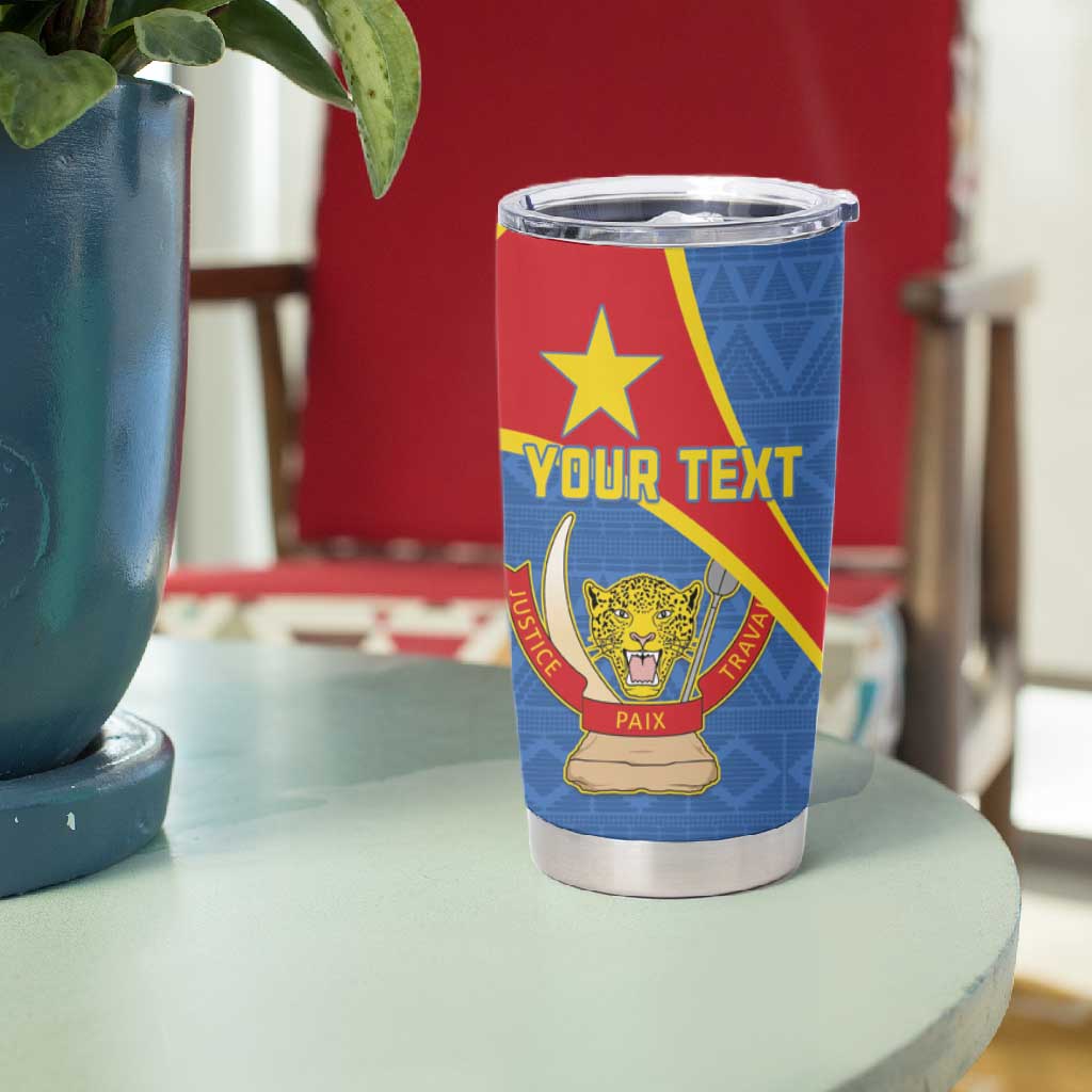 Personalised DR Congo Tumbler Cup Coat Of Arms With Map