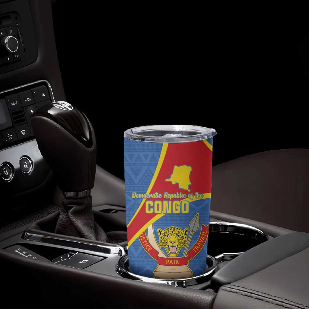Personalised DR Congo Tumbler Cup Coat Of Arms With Map