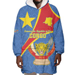 Personalised DR Congo Wearable Blanket Hoodie Coat Of Arms With Map