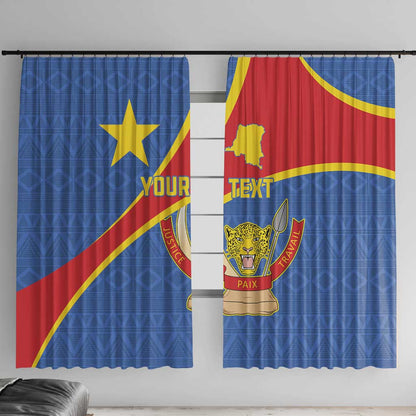 Personalised DR Congo Window Curtain Coat Of Arms With Map
