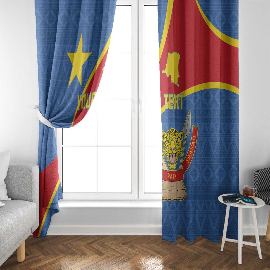Personalised DR Congo Window Curtain Coat Of Arms With Map