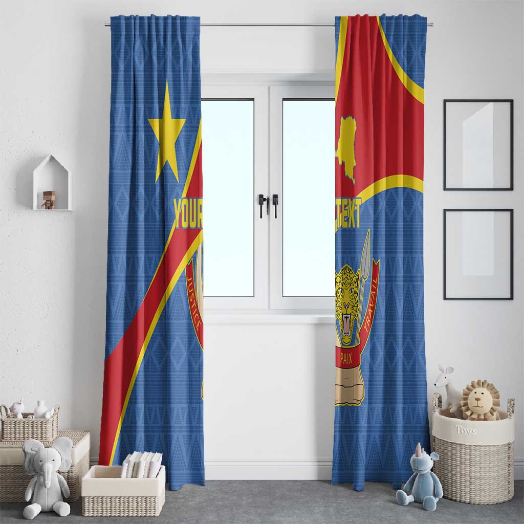 Personalised DR Congo Window Curtain Coat Of Arms With Map