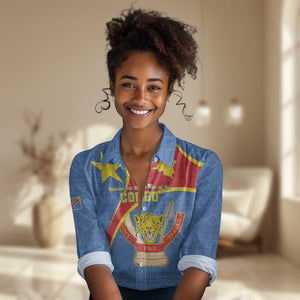 Personalised DR Congo Women Casual Shirt Coat Of Arms With Map