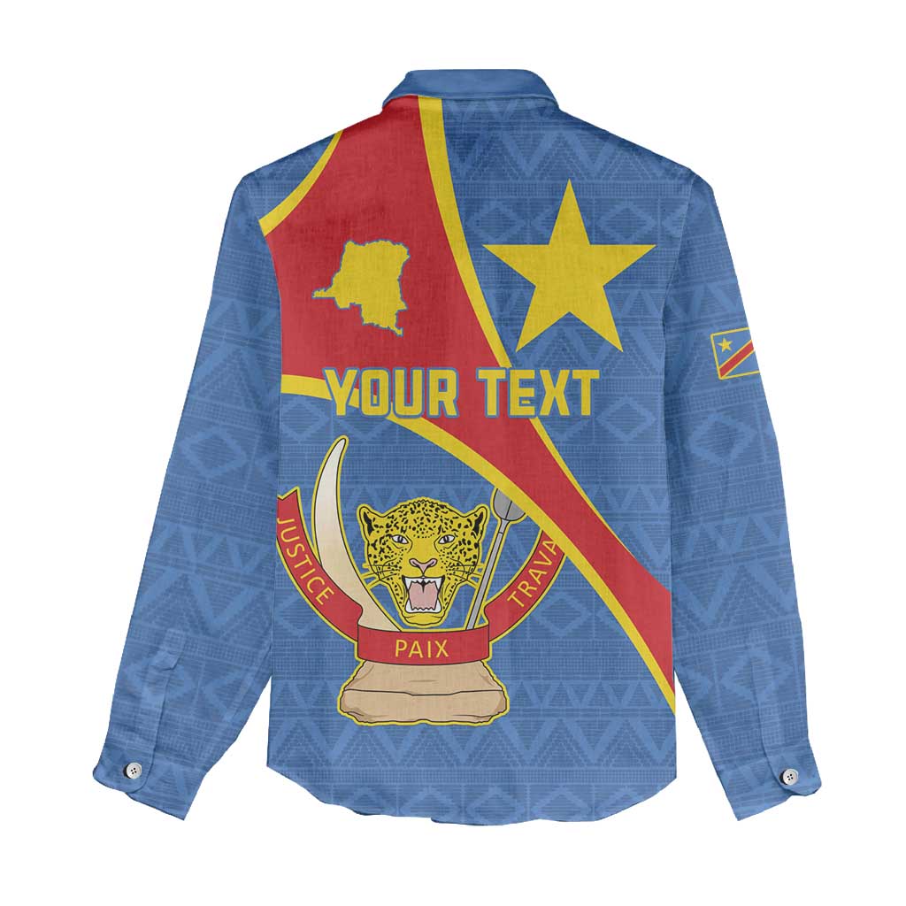 Personalised DR Congo Women Casual Shirt Coat Of Arms With Map