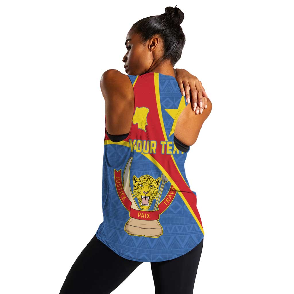 Personalised DR Congo Women Racerback Tank Coat Of Arms With Map