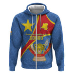 Personalised DR Congo Zip Hoodie Coat Of Arms With Map