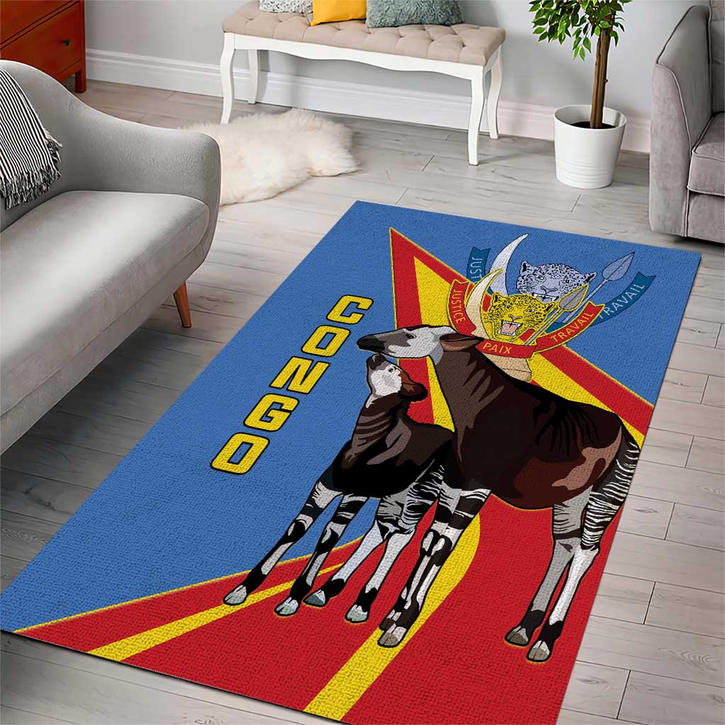 DR Congo Area Rug Okapi Coat Of Arms