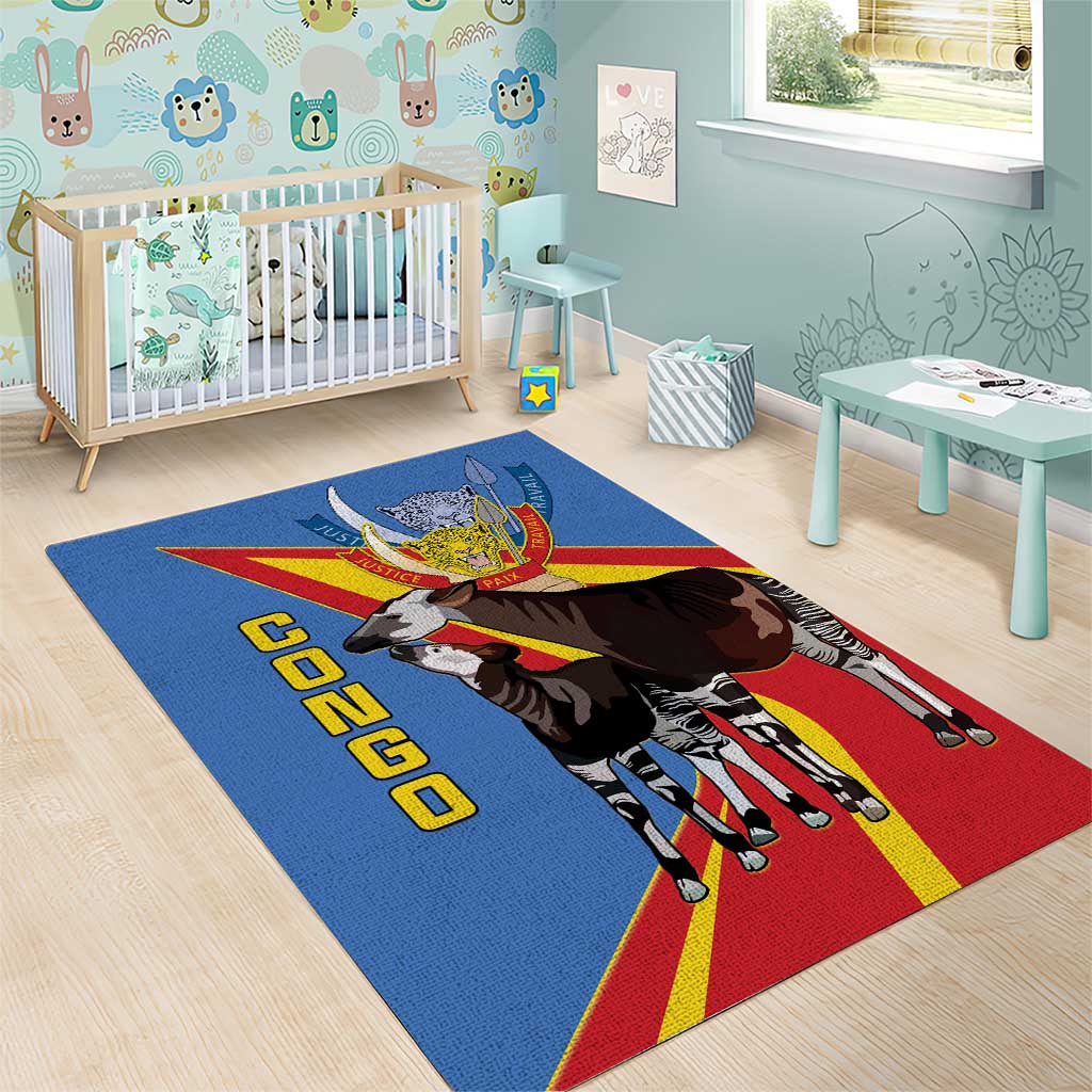 DR Congo Area Rug Okapi Coat Of Arms