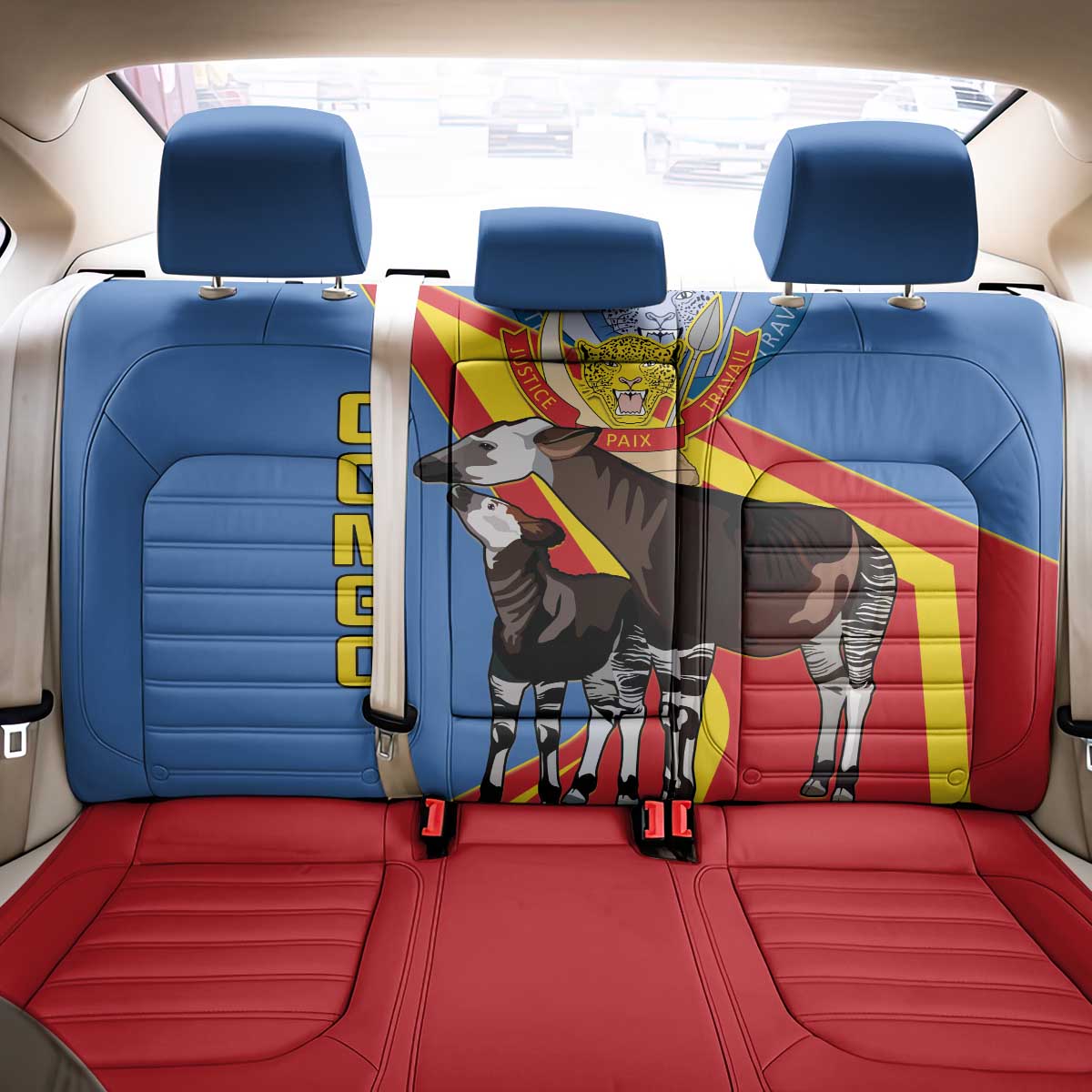 DR Congo Back Car Seat Cover Okapi Coat Of Arms
